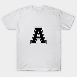 Initial Letter A - Varsity Style Design - Black text T-Shirt